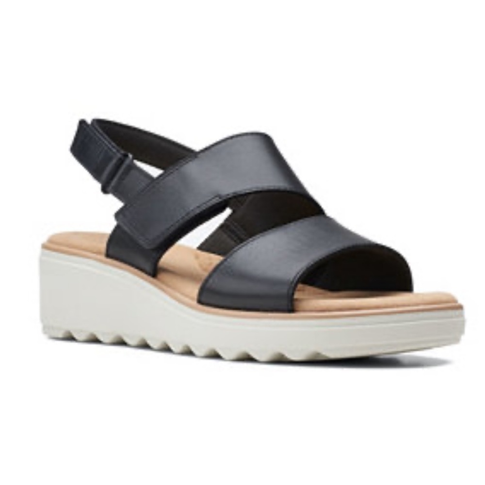 Clarks Women's Black and Tan Sandals